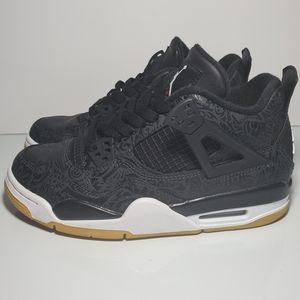 Air Jordan 4 Retro GS Laser Black/Gum Sz 5Y 6.5W